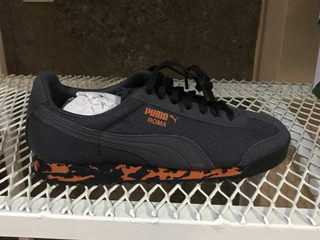 tenis puma azul con naranja