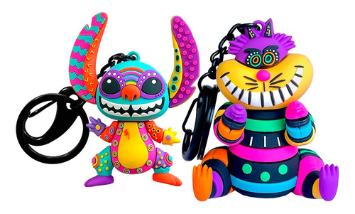 Llavero 3d Dúo Stitch Y Gato By Mexico Disney 