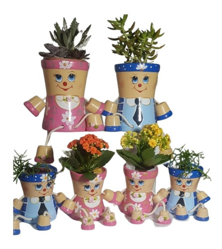 Familia De Vasos Bonecos/ Para Flores 4/pç