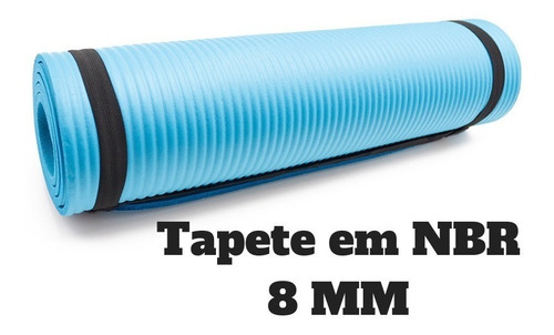 Colchonete Azul Tapete De Yoga Nbr 8mm Exercício Pilates