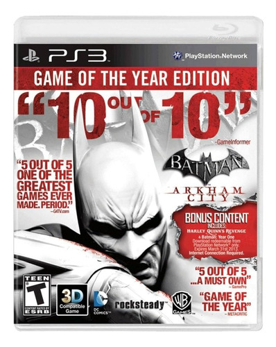 Batman Arkham City Game Of The Year Edition Ps3 Mídia Física (Recondicionado)