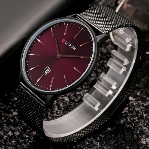 Relógio Masculino Casual Ultra Fino Original Curren Metálico