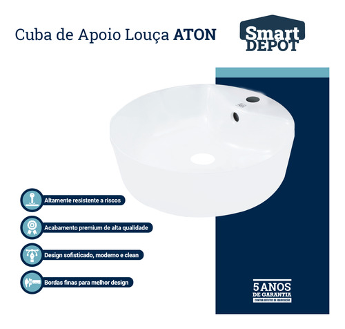 Cuba De Apoio Louça Aton C/ Mesa 40x15cm Smart Depot