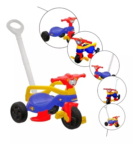 Tico Tico Menino Triciclo Infantil Motoca Bebe Velotrol Com Haste Para  Empurrar Proteçao Lateral e Para os Pes