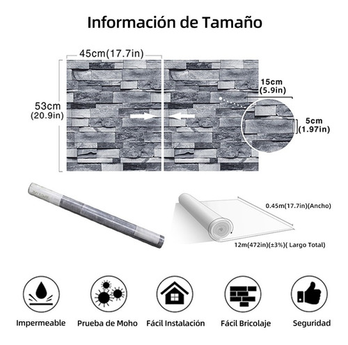 Imagen 8 de 9 de Papel Tapiz Premium Cantera Autoadherible 12 Metros X 45 Cm
