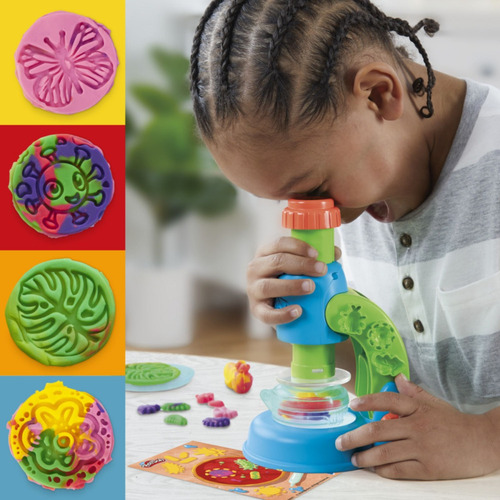 Set De Masas Play Doh Microscopio Luminoso Color Azul