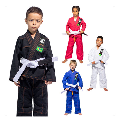 Kimono Infantil + Faixa Branca Jiu Jitsu Judo Karate Gorilla