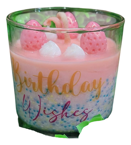 Vela Aromática Eellaashops Pastel De Cumpleaños 10cm Rosa Pastel Fresas Pastel Fresa