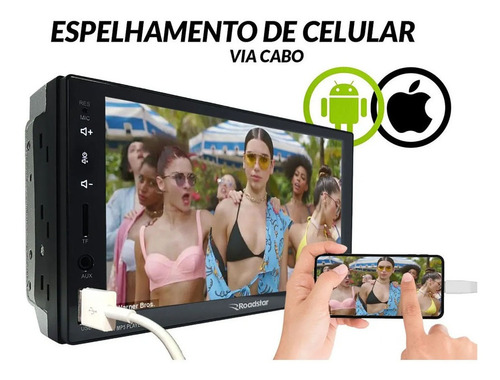 Imagem 3 de 9 de Central Multimídia Roadstar 7 Pol Esp Android/ Ios Rs-505mp5