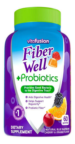 Vitafusion Fiber Well + Gomitas Probiticas Para Adultos, 60