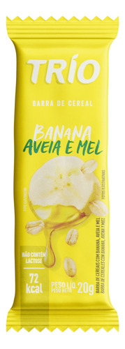 Barra de Cereal Banana, Aveia e Mel Zero Lactose Trío Pacote 20g