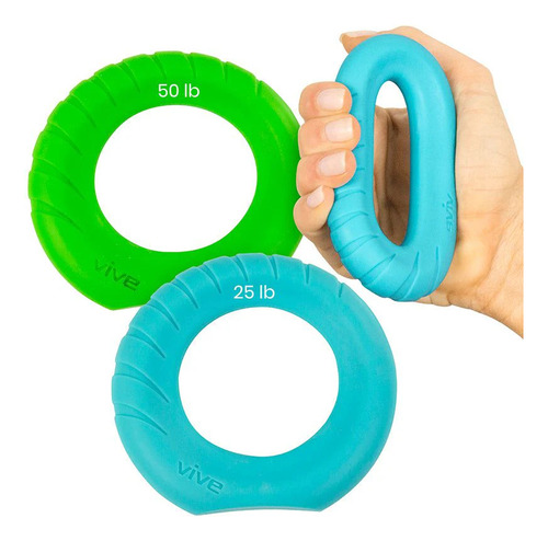 2 Ejercitadores De Fuerza-agarre Para Mano Anillos Vive Color Celeste