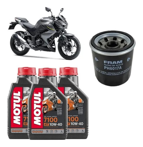 Motul 7100 10w40 Kit Troca Óleo Kawasaki Z300 Fram Ph6017a