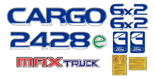 Kit Adesivo Emblema Resinado Ford Cargo 2428e Maxtruck 6x2