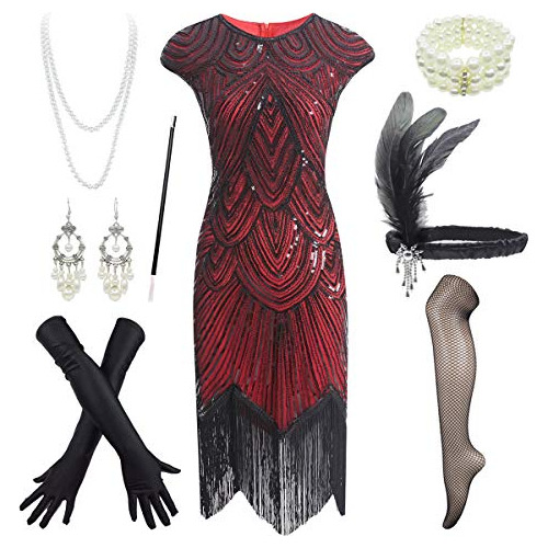 1920s Vestido De Aleta Roaring 20s Great Gatsby Fringed...