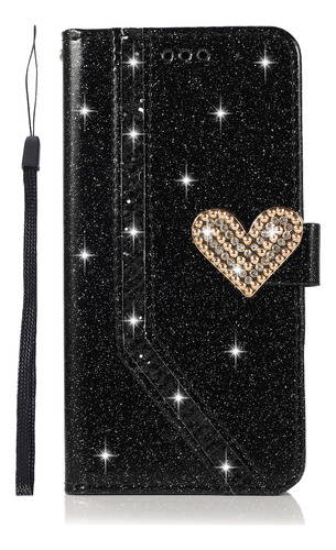 Funda De Piel Tipo Cartera Para iPhone Bling Glitter