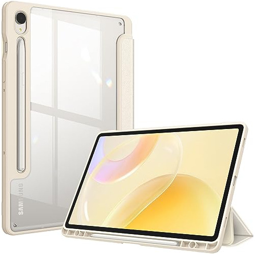 Funda Para Galaxy Tab S9 Con Soporte De S-pen (clear Dorada)