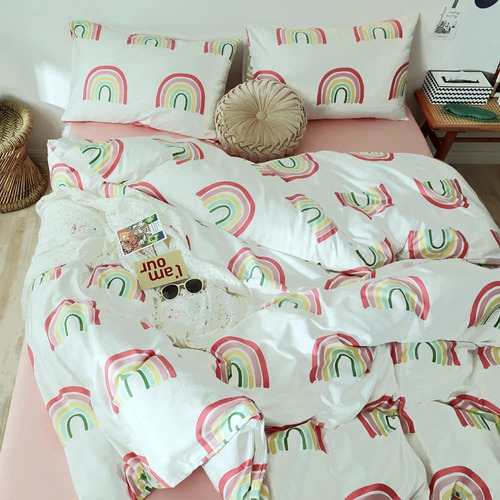 Fendie Twin Duvet Cover For Girls Rainbow Pattern Cute Beddi