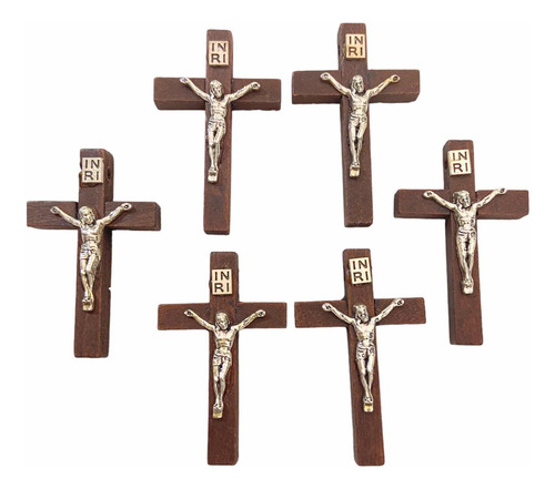 Dije Cruz Crucifijo En Madera 4,5cm X 6unidades