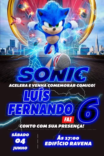 Convite em Vídeo Sonic Animado com Música Digital