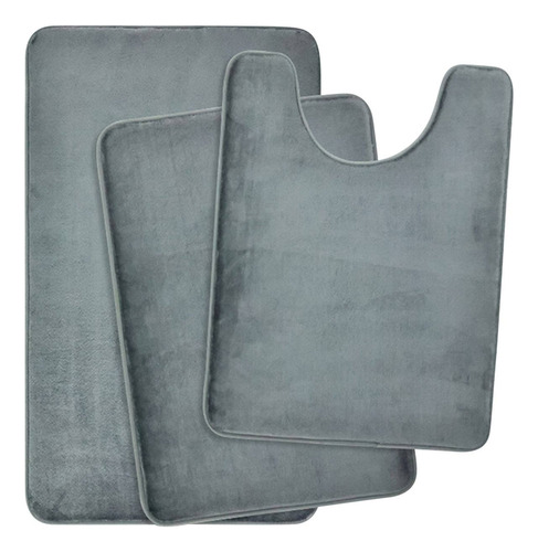 Juego De Tapetes Absorbentes De Franela Para Baño De Tres Pi