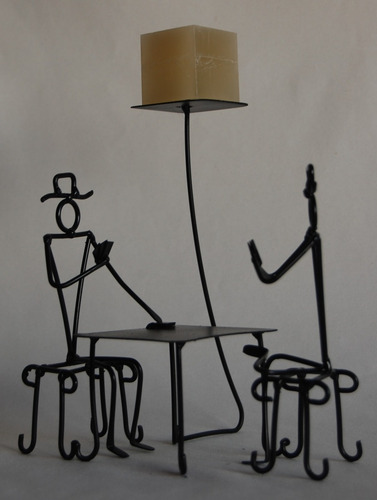Centro De Mesa Artesanal Para Hombre Jugando Truco
