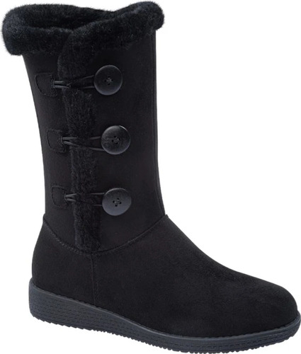 Bota Alta Frio Mujer Invierno Forro Afelpado Peluche Botones