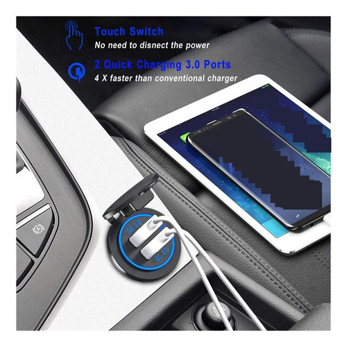 Interruptor Táctil Coche Dual Usb Cargador Enchufe