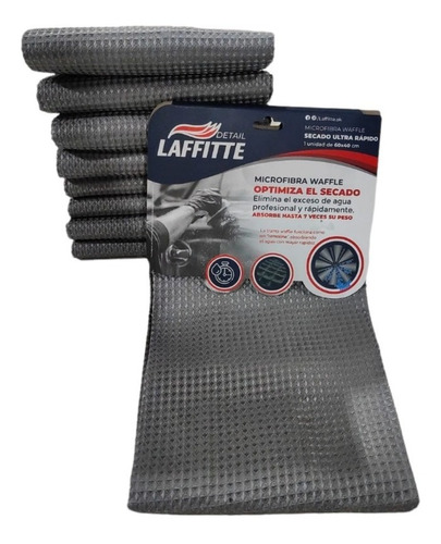 Imagen 2 de 5 de Paño de microfibra waffle Laffitte Detail gris