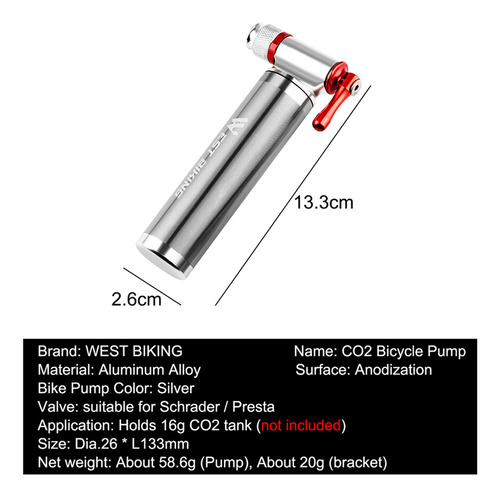 Mini Bomba De Co2 De Ciclo Com Manga Isolada Para Mtb