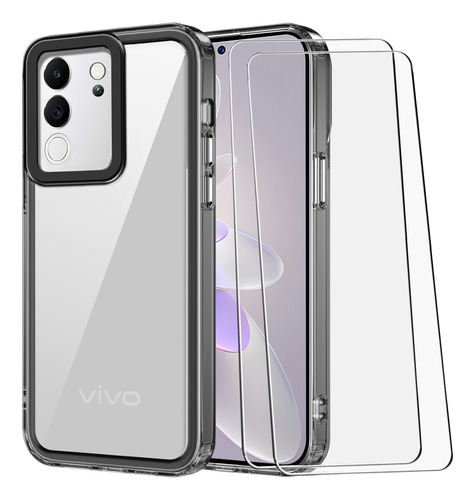 Uso Rudo Crystal Case Funda Para Vivo V30 Lite +2 Micas