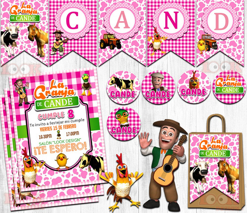 Kit Imprimible Candy Granja De Zenon Rosa Nena Personalizado