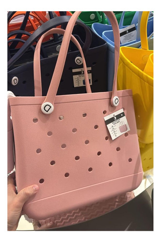 Bolsa De Praia Média Academia Piscina Clube Luxo Novidade! Cor Rosa-claro Correia De Ombro Rosa-claro Desenho Do Tecido Lisa