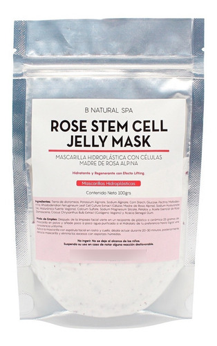 1 Kilo De Rose Stem Cell Jelly Mask Mascarilla Hidroplástica Tipo de piel Todo tipo de piel