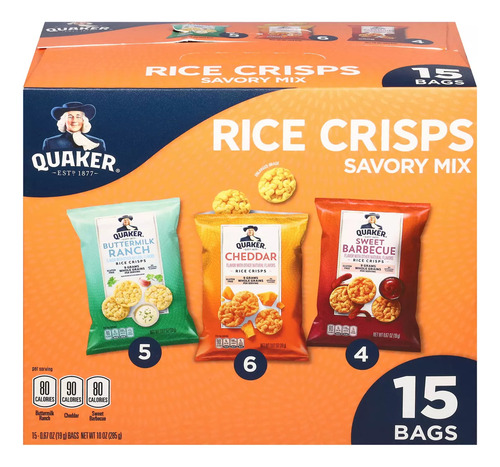 Quaker Rice Crisps Savory Mix 15 Bags 0.67oz.