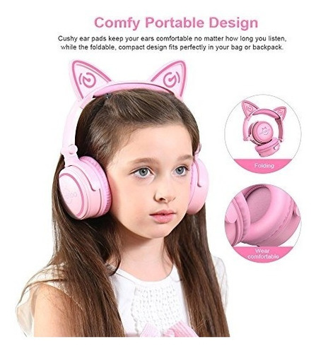 Auriculares Mindkoo Para Niños, Con Orejas De Gato, Con