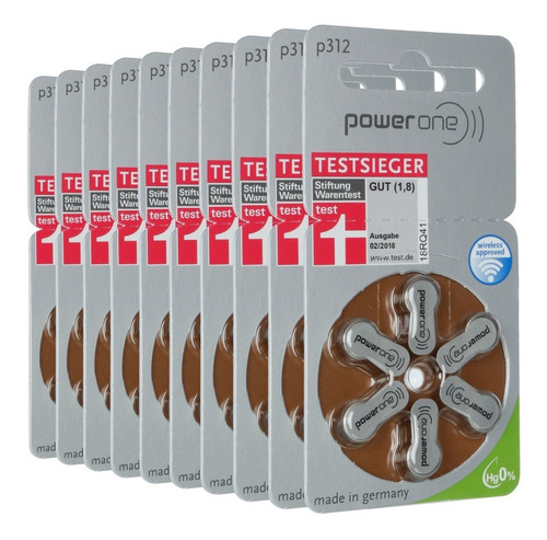 Kit 60 Baterias Pilha Aparelho Auditivo P312 Pr41 Powerone