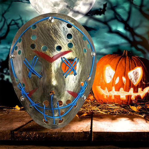Máscara Con Luz Led Disfraz Para Fiestas Halloween Color Azul