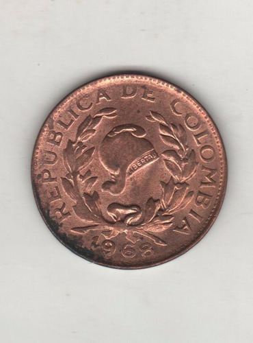 Colombia Moneda De 5 Centavos Año 1968 - Km 206a - Xf