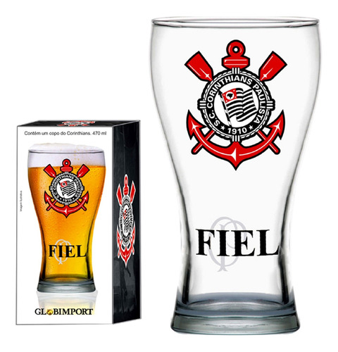 Copo Shape 470ml Para Chopp E Cerveja Corinthians Fiel Cor Transparente