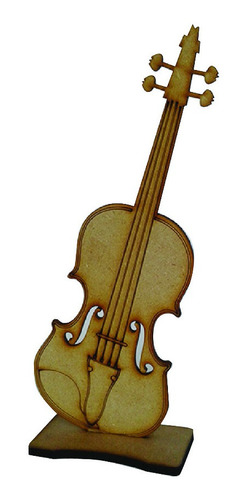 Figura Violín Mdf Madera Country Recuerdito 25 Cms.