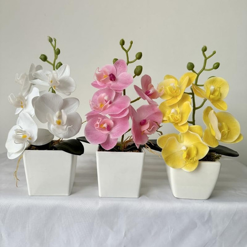 Xizhi Paquete De 2 Flores De Orquídeas Artificiales Con Jarr