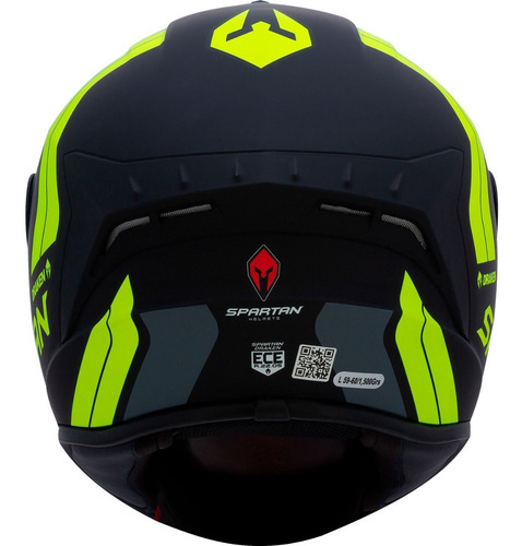 Imagen 4 de 6 de Casco Integral Spartan Draken Slide Negro Mate Amarillo