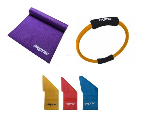 Kit Yoga Pilates Flex Ring + Mat Yoga 4 Mm + 3 Theraband