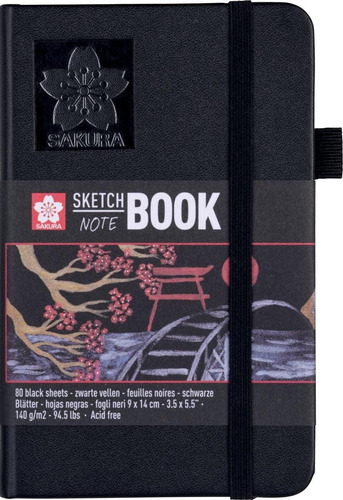 Sakura Sketchbook Hoja Negra Retrato 9x14 Cm Con 80 Hojas