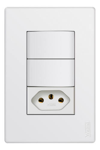 Conj. 2 Interruptores Paralelo 10a + Tomada 2p+t 10a Modular Cor Branco