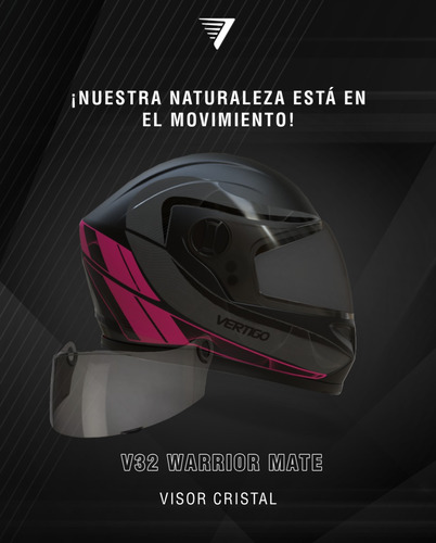 Casco Moto Vertigo V32 Warrior Mate Visor Cristal. Tienda Of