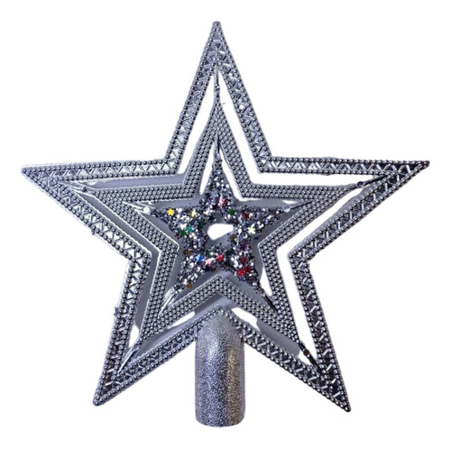 Estrela Ponteira De Arvore Plástico 18x18cm Cor:prata