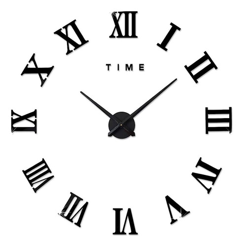 Reloj De Pared 3d Grande Números Romanos Negros