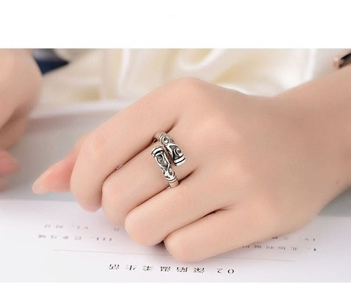 Imagen 5 de 7 de Anillo De Plata Para Mujer De Moda Ajustable Retro Regalo